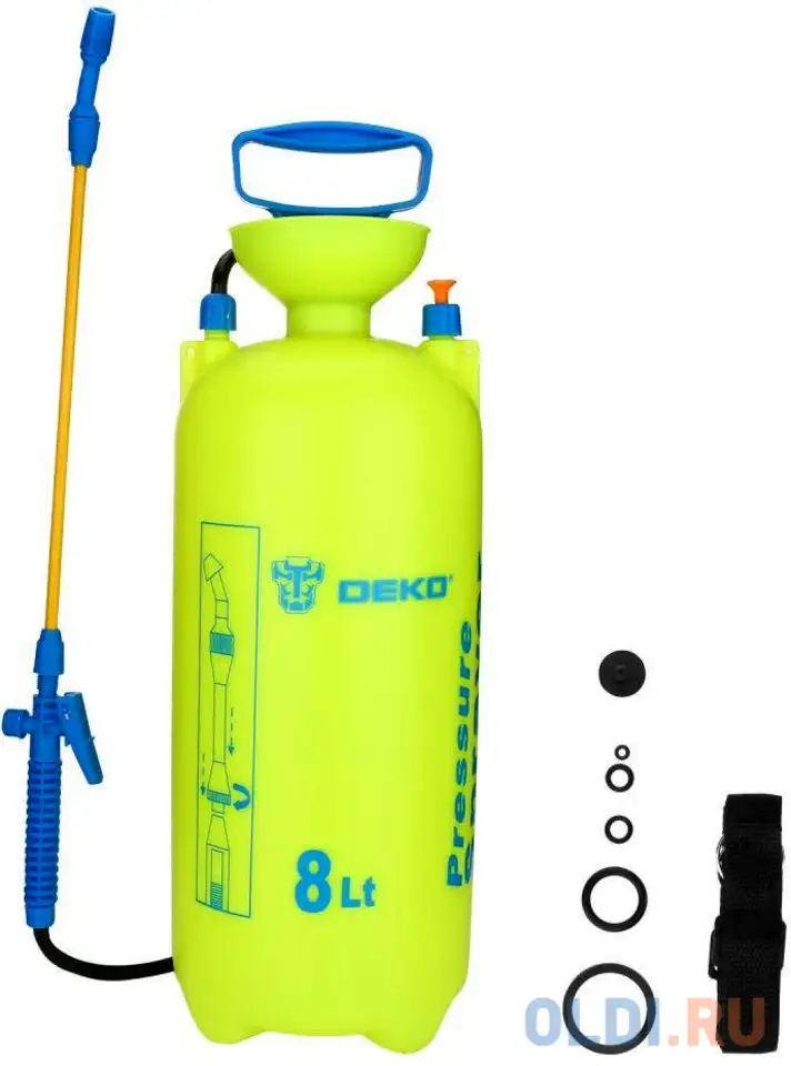 Опрыскиватель deko dksp08 наплеч. 8л зеленый/голубой (065-0940), фотография 1