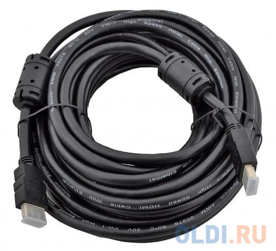 Кабель hdmi 10м ningbo hdmi-v1.4-10-ny-br круглый черный, фотография 1