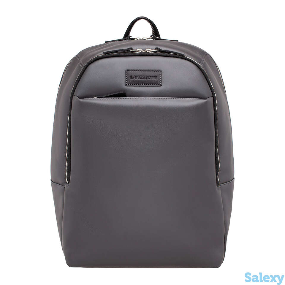 Кожаный мужской рюкзак для ноутбука faber grey/black, фотография 1