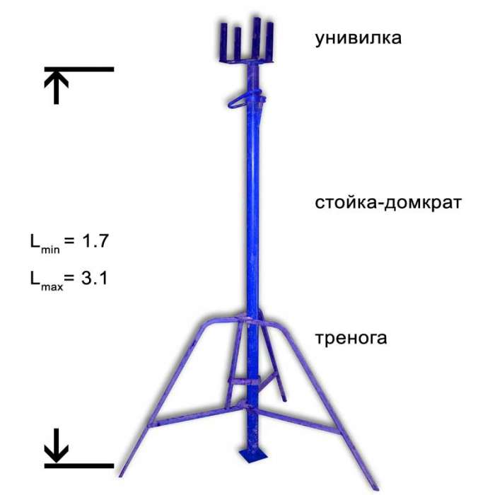 Телескопическая стойка, строительный домкрат, унивилка, тренога., фотография 2