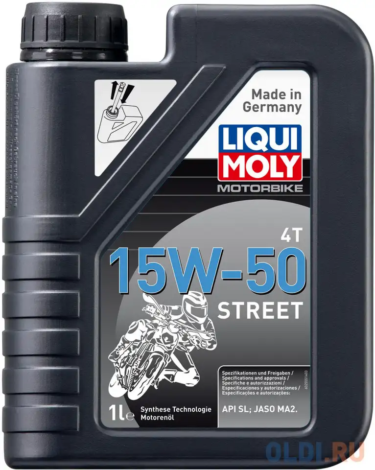 Нс-синтетическое моторное масло liquimoly motorbike 4t street 15w50 1 л 2555, фотография 1