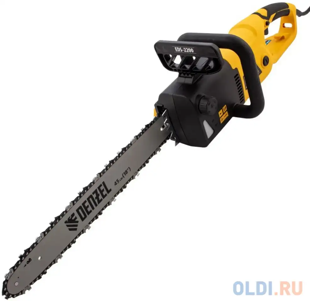 Пила цепная электрическая eds-2200, 2,2квт,продольная,шина 45см,шаг 3/8, паз 1,3мм, 62зв// denzel, фотография 1