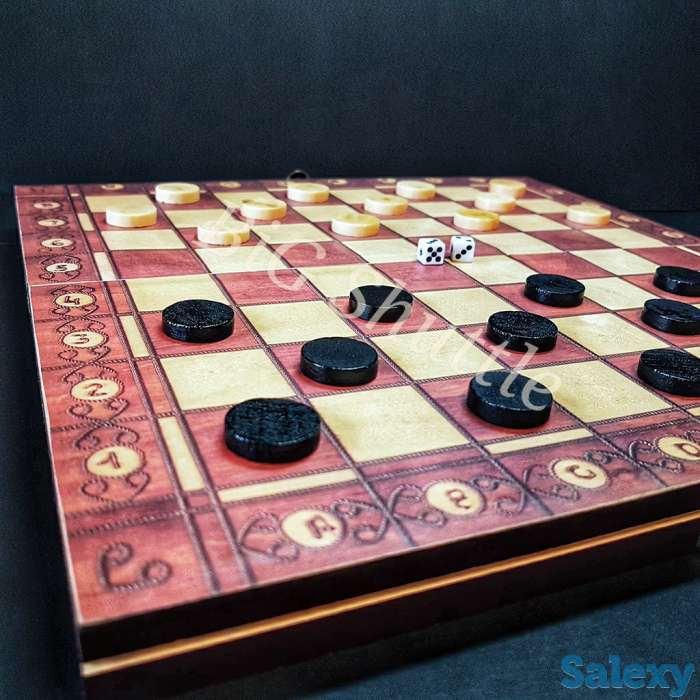 Деревянный набор игр 3 в 1  Шашки Шахматы Нарды., фотография 8