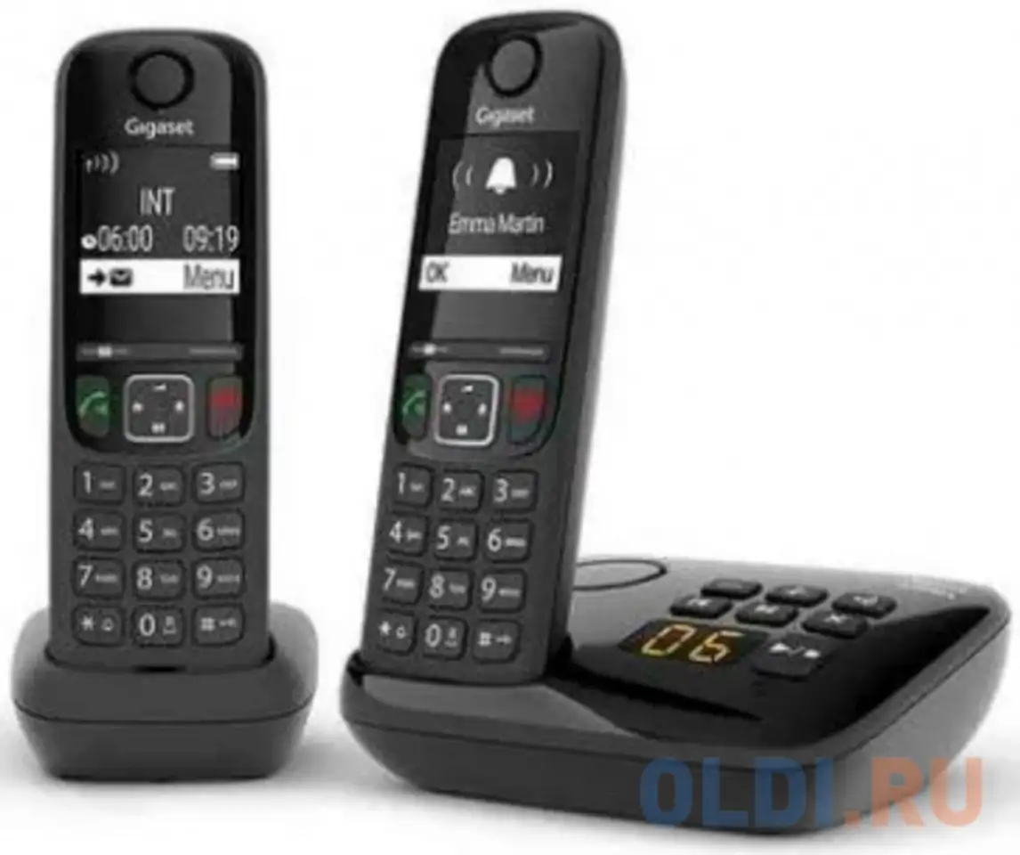 Р/телефон dect gigaset as690a duo rus черный (труб. в компл.:2шт) автооветчик, фотография 2