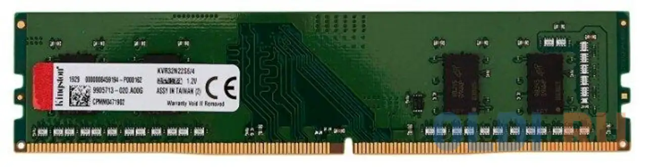 Оперативная память для компьютера kingston kvr32n22s6/4 dimm 4gb ddr4 3200 mhz, фотография 1