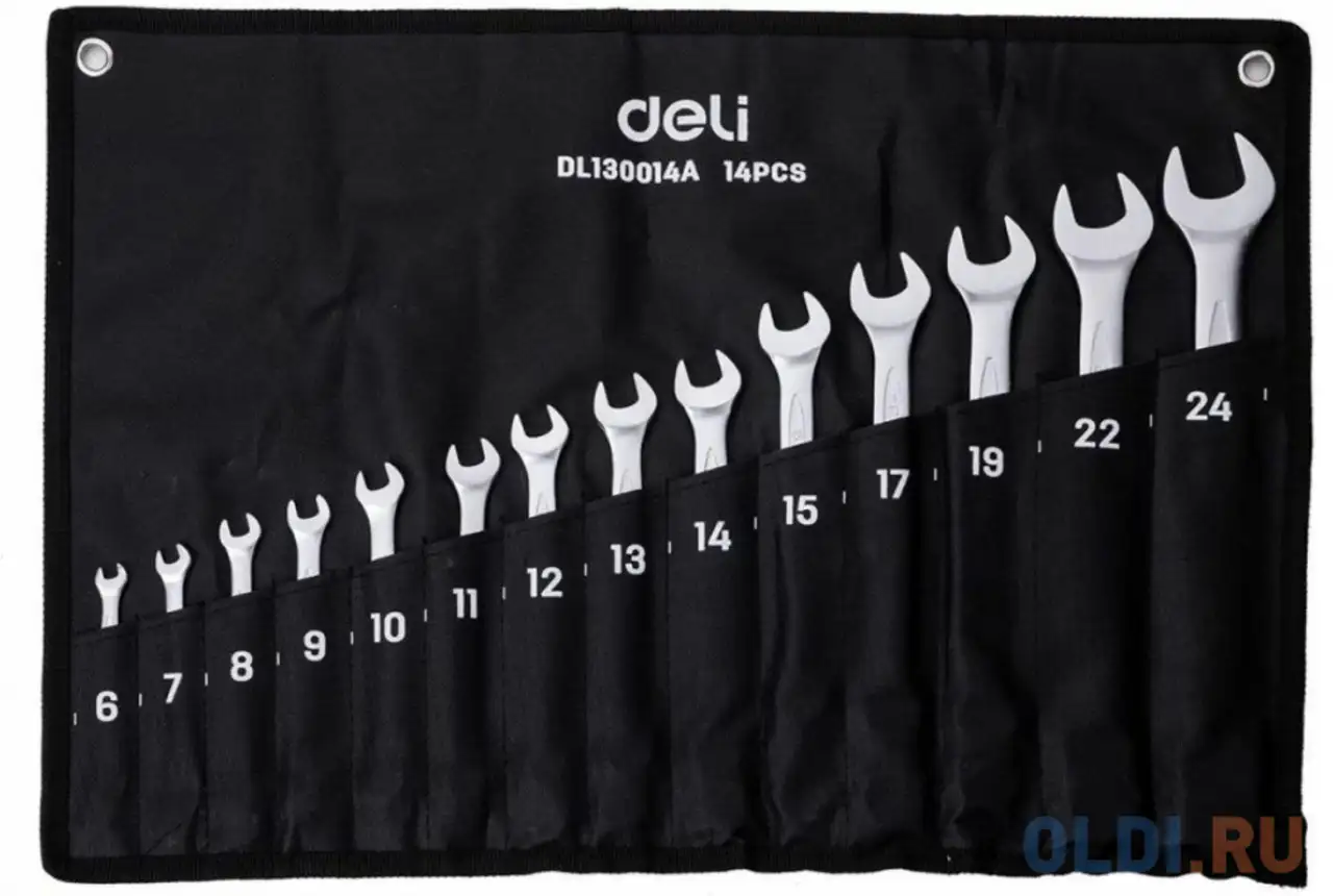 Набор комбинированных гаечных ключей 14 шт deli dl130014a спецификация: 6,7,8,9,10,11,12,13,14,15,17, фотография 1