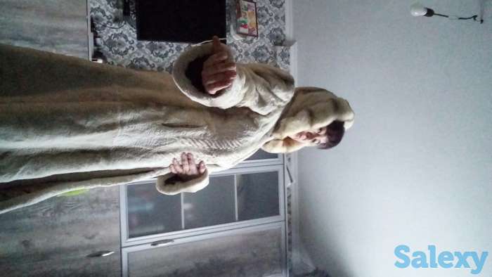 шуба бобер, белая 48-50 размер, теплая, капюшон норка, фотография 1