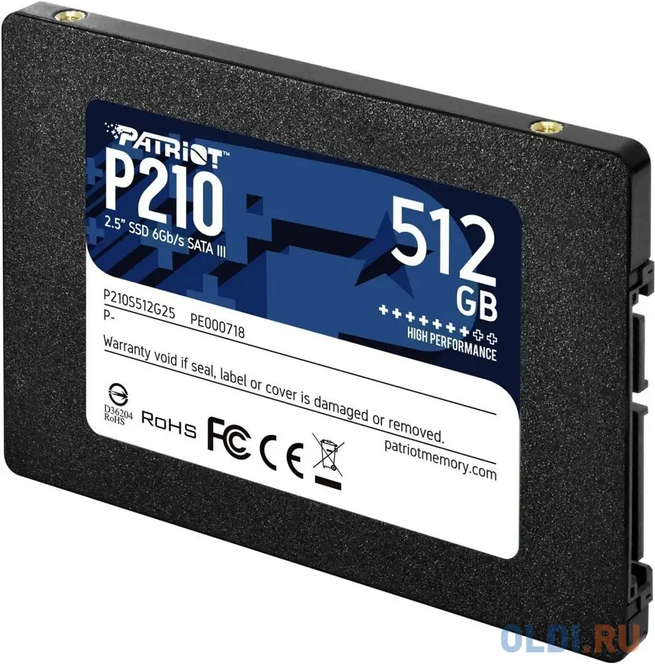 Ssd накопитель patriot p210 512 gb sata-iii, фотография 1
