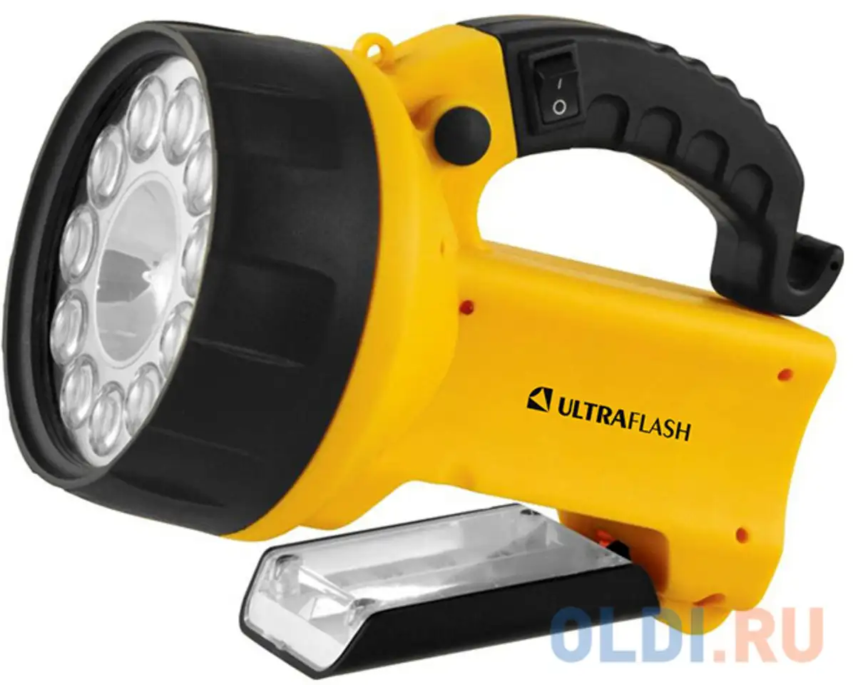 Фонарь ultraflash uf3753led  аккум 220в/12в желтый 11 led.+ галог 4в, фотография 1