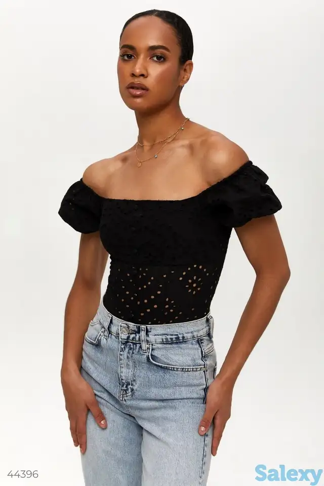 Черный боди из прошвы, фотография 1