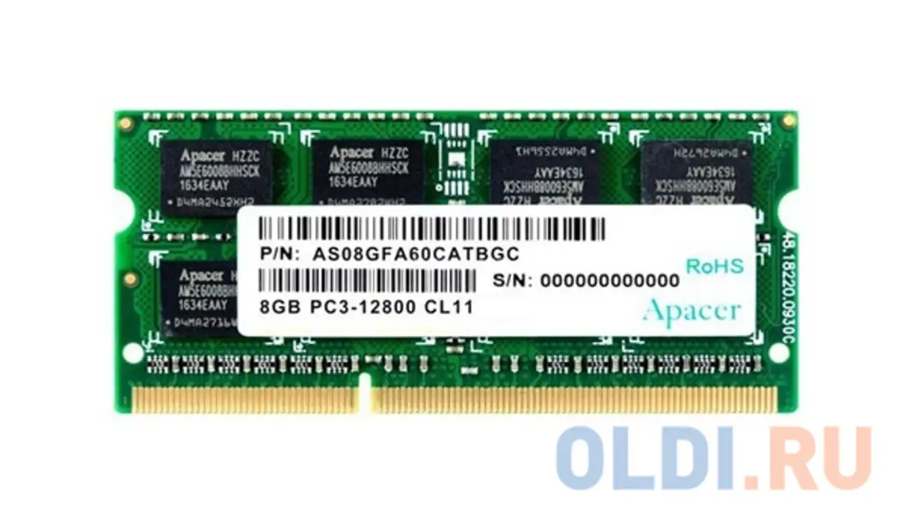 Оперативная память для ноутбука apacer ds.08g2k.kam so-dimm 8gb ddr3 1600 mhz, фотография 1