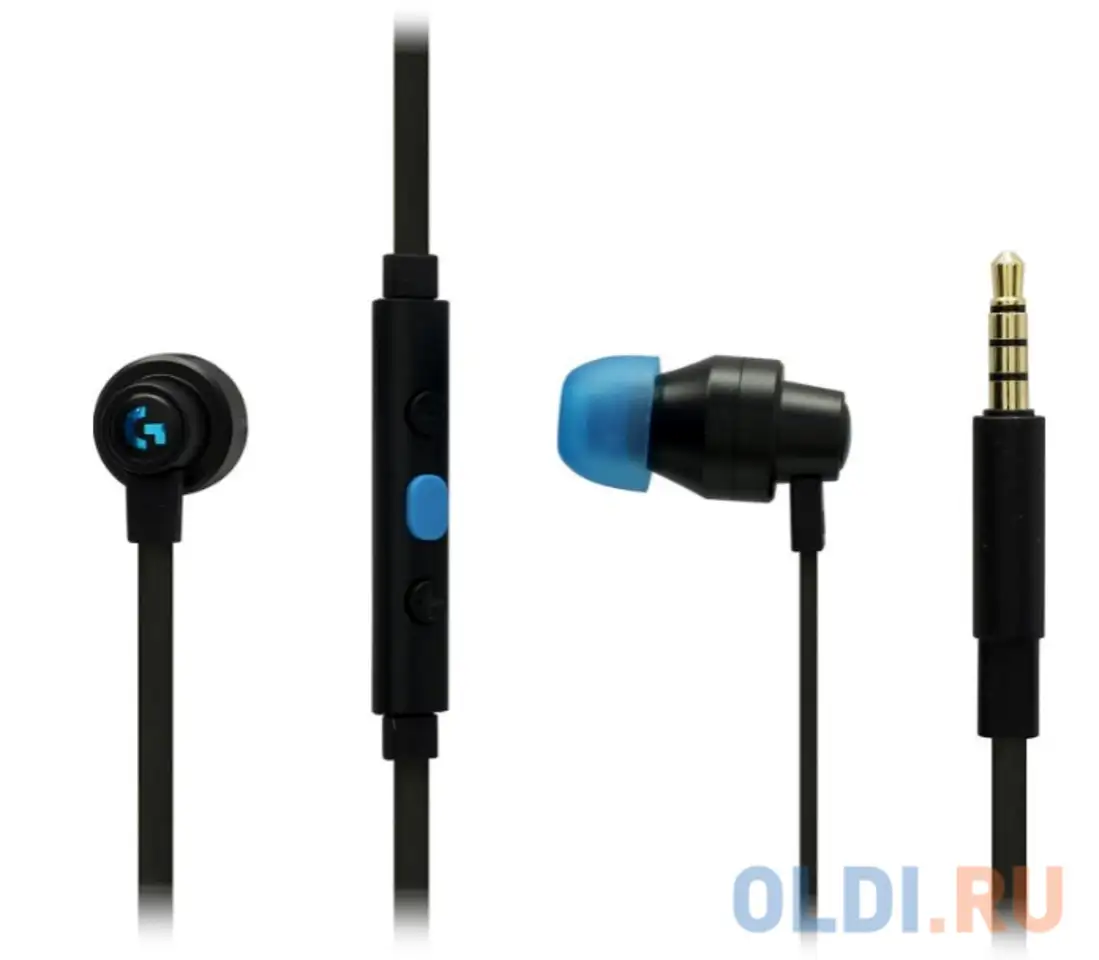 Игровая гарнитура проводная logitech g333 gaming earphones черный голубой 981-000924, фотография 1