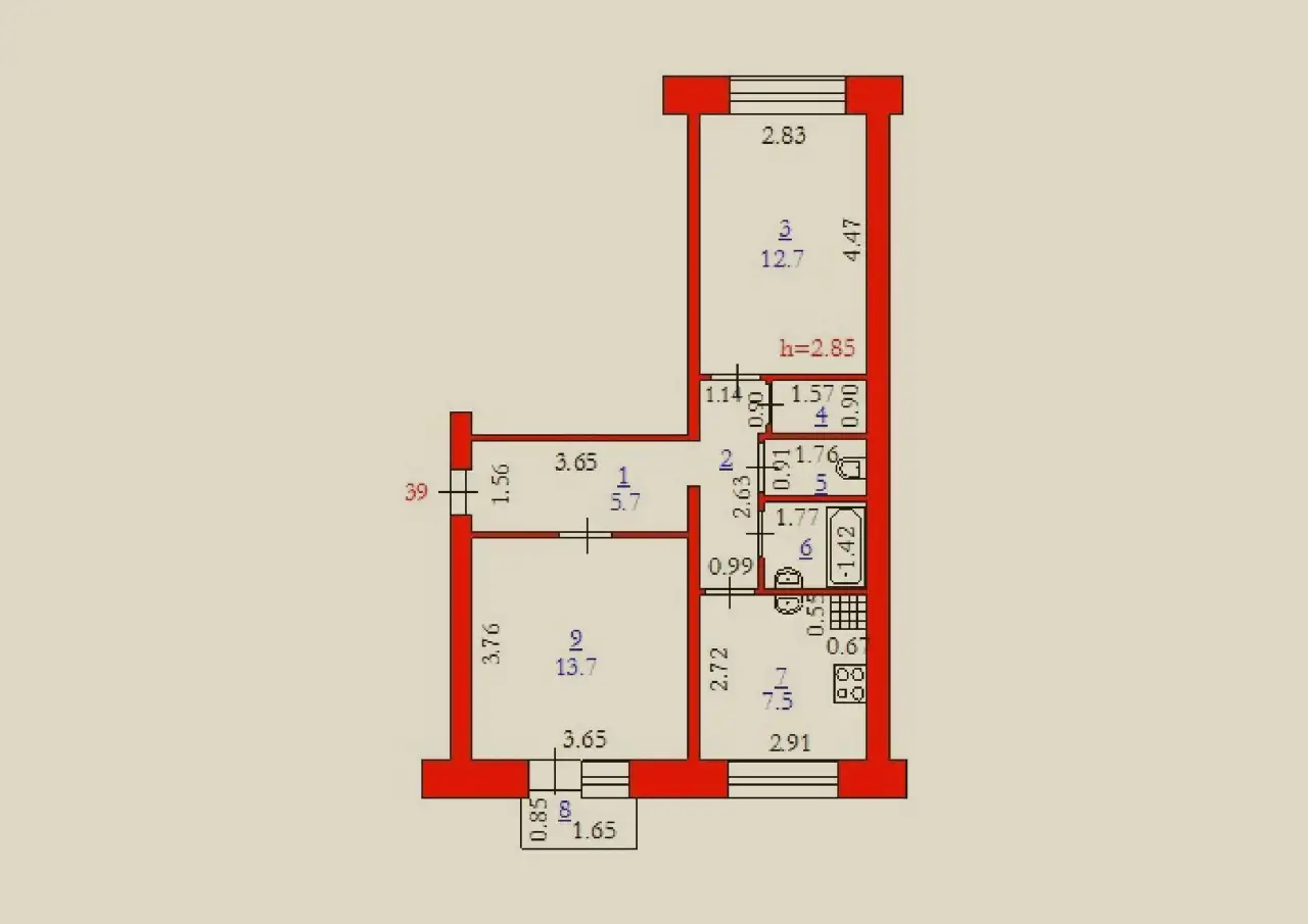 Продам 2-комнатную квартиру, Шернияза 62, фотография 5