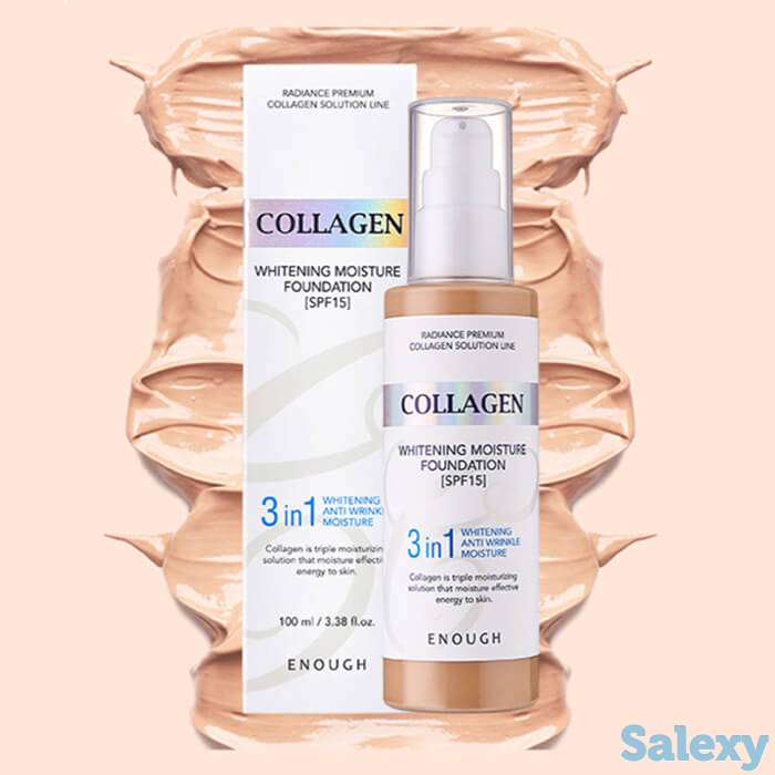 Тональный крем enough collagen 3 in 1 whitening moisture foundation, цвет #21 natural beige | натуральный бежевый, фотография 3