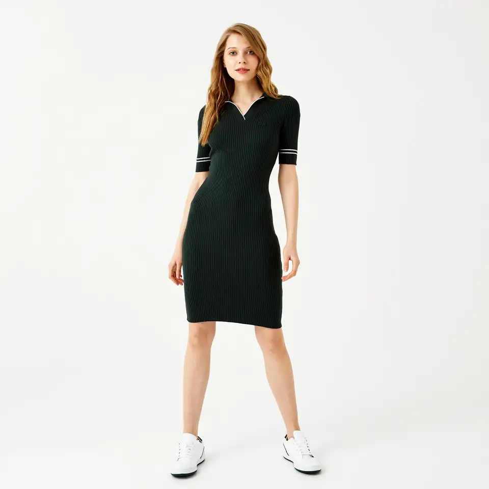 Женское платье lacoste с короткими рукавами и воротником-поло, фотография 1