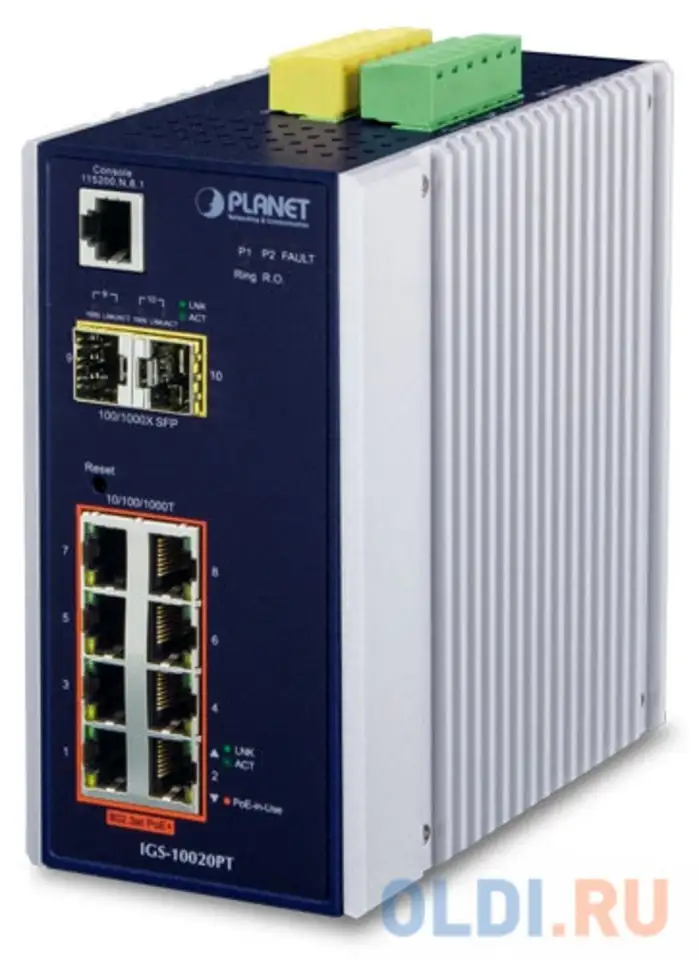 Ip30 l2+ snmp manageable 8-port gigabit poe(af) switch + 2-port gigabit, фотография 1