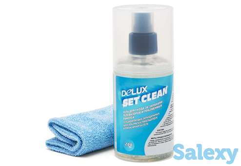 Чистящий набор для ухода за экранами delux set clean. гель 200мл + микрофибра, фотография 2