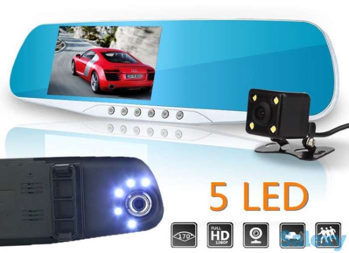 Продам автомобильный Full HD видеорегистратор-зеркало с двумя камерами, светодиодной подсветкой, углом обзора 170 градус, фотография 1