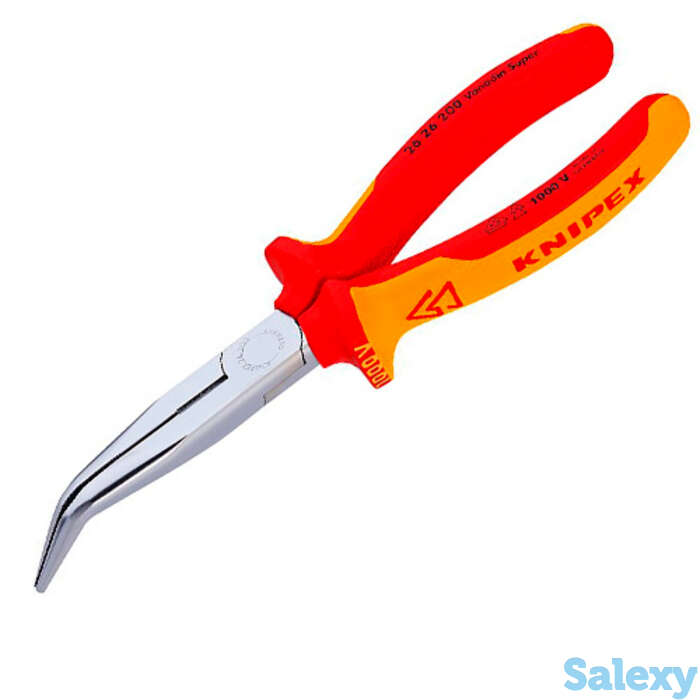 Длинногубцы с режущими кромками изогнутые 1000 v 200 мм knipex kn-2626200, фотография 1