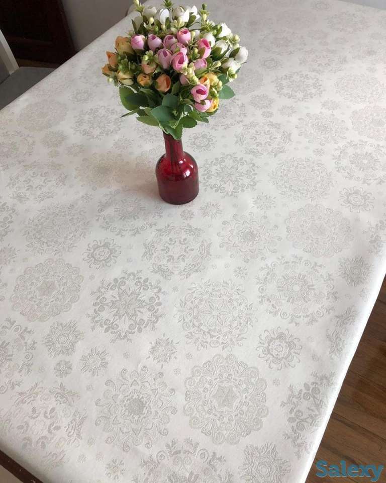 ШШикарная испанская скатерть с серебряным люрексом и тефлоновым покрытием, фотография 4