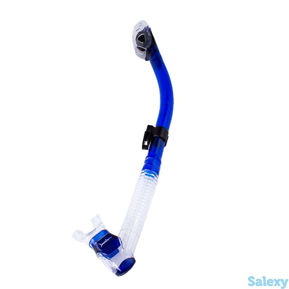 Трубка marlin dry lux (прямая гофра) clear/blue, фотография 1