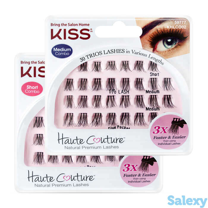 Накладные ресницы-пучки kiss haute couture trio lashes, цвет khlc01gt (длина короткая/очень короткая), фотография 1