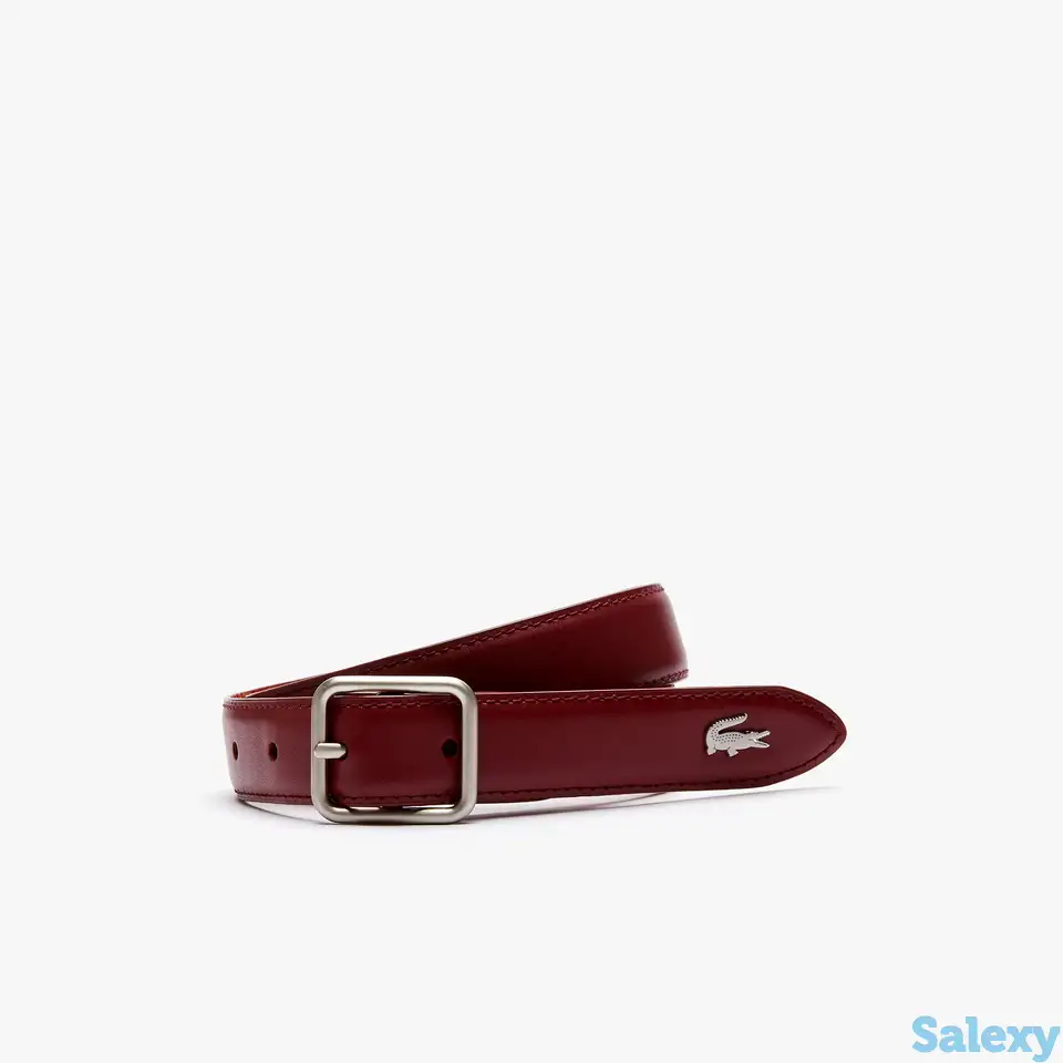 Женский тонкий двусторонний ремень lacoste из гладкой и зернистой кожи, фотография 1