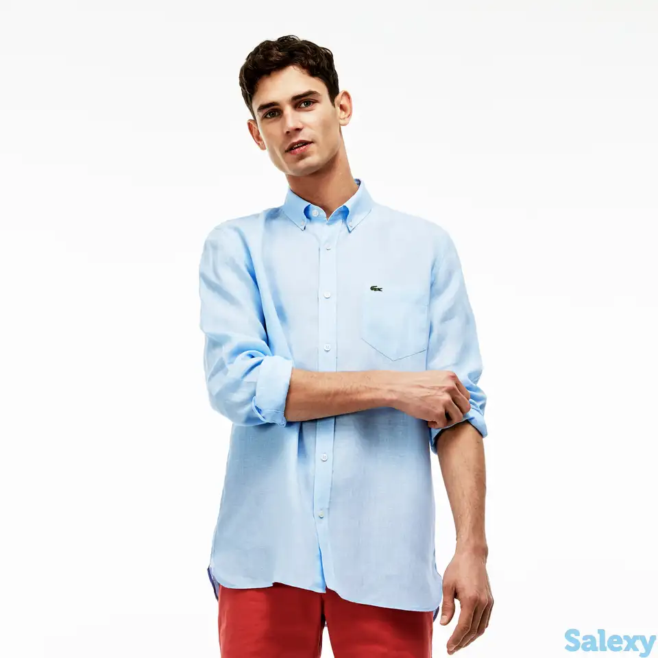Мужская льнаная рубашка lacoste regular fit, фотография 1