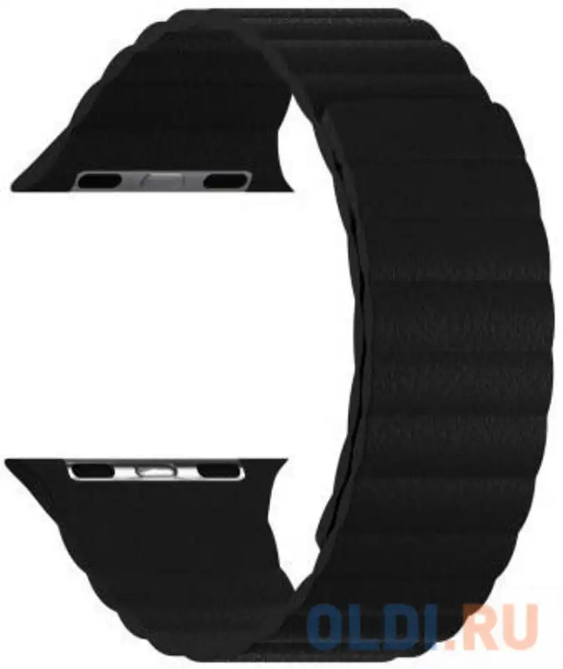 Кожаный ремешок для apple watch 42/44 mm lyambda pollux dsp-24-44-bk black, фотография 1