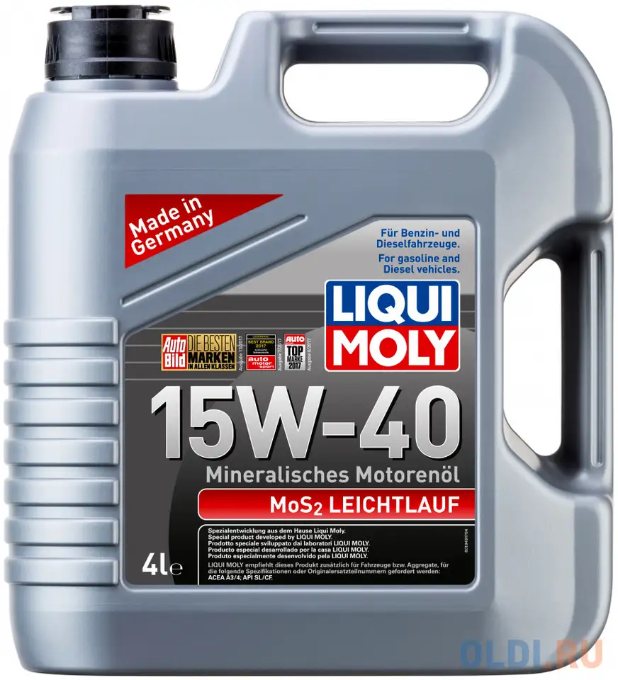 2631 liquimoly мин. мот.масло mos2 leichtlauf 15w-40 (4л), фотография 1