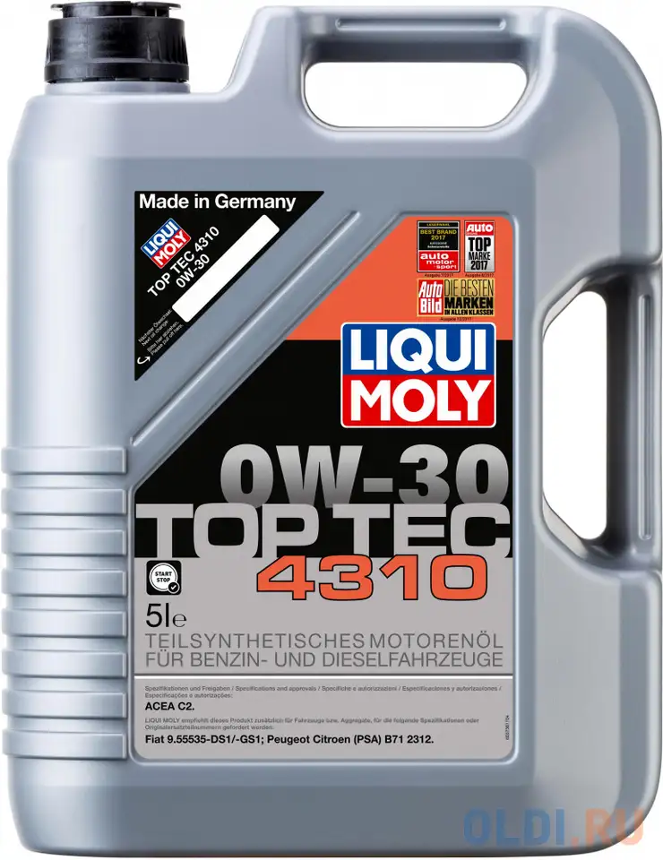 Полусинтетическое моторное масло liquimoly top tec 4310 0w30 5 л 2362, фотография 1