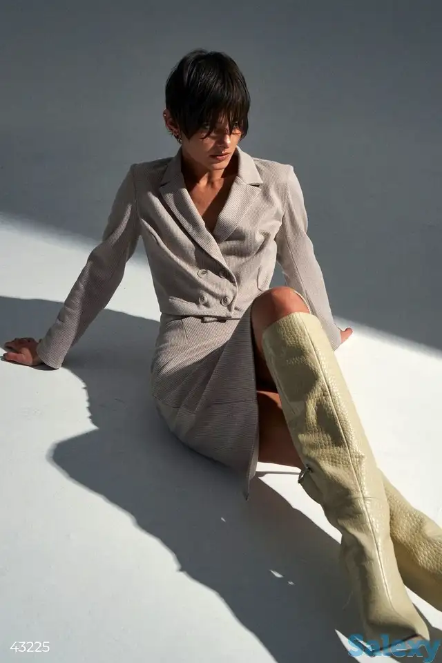 Укороченный пиджак в принт гусиная лапка, фотография 1