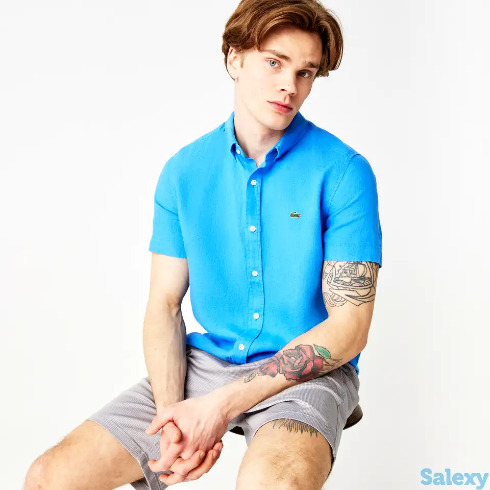 Мужская рубашка lacoste из льна slim fit, фотография 1