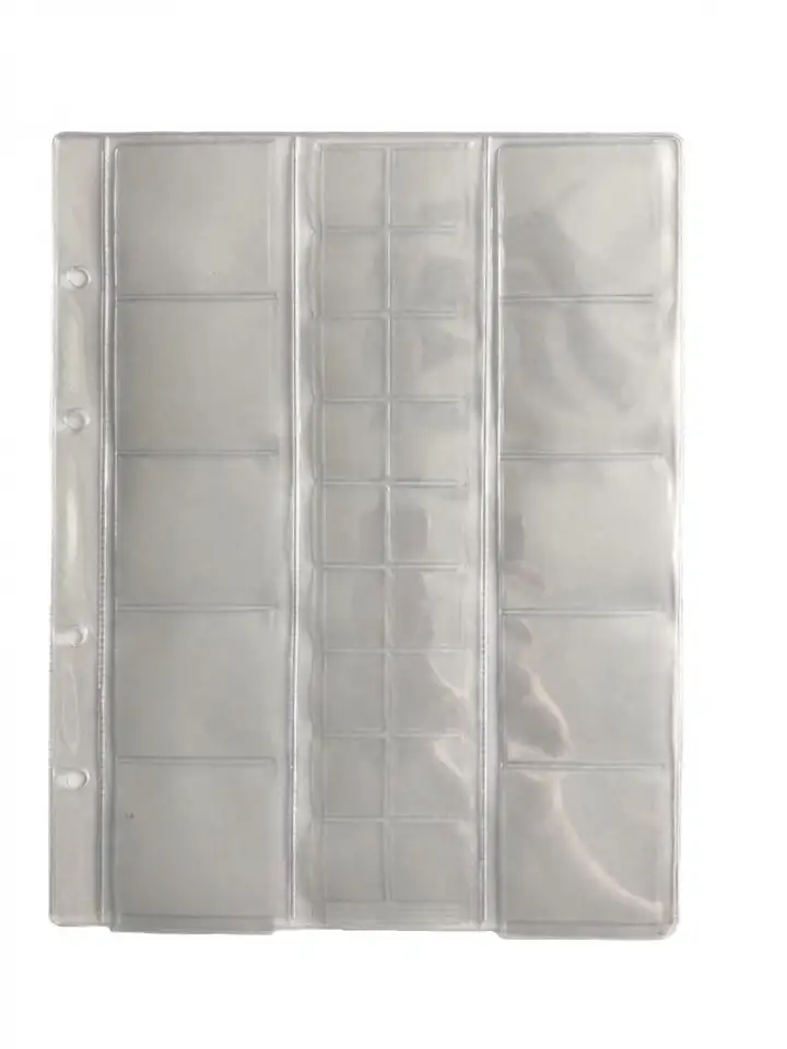 Лист для монет 200х250 мм., скользящий на 28 ячеек, комбинированный 5 шт., фотография 1