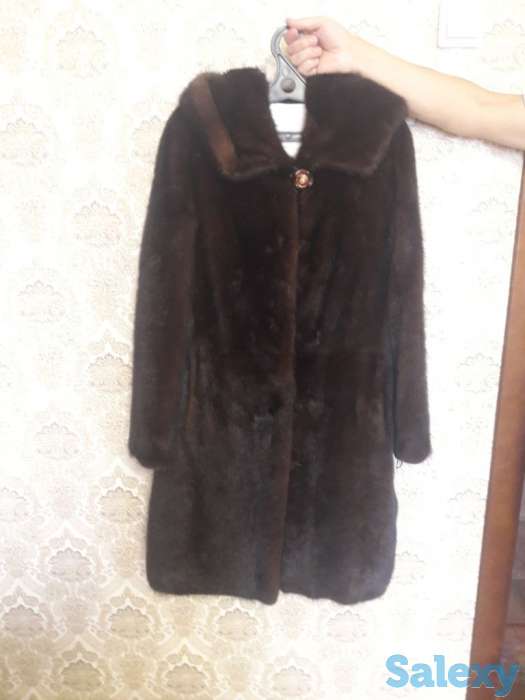 Норковая очень теплая шуба размер 42-44 с уютным капюшоном, карманами, кулиской по талии в хорошем состоянии., фотография 1