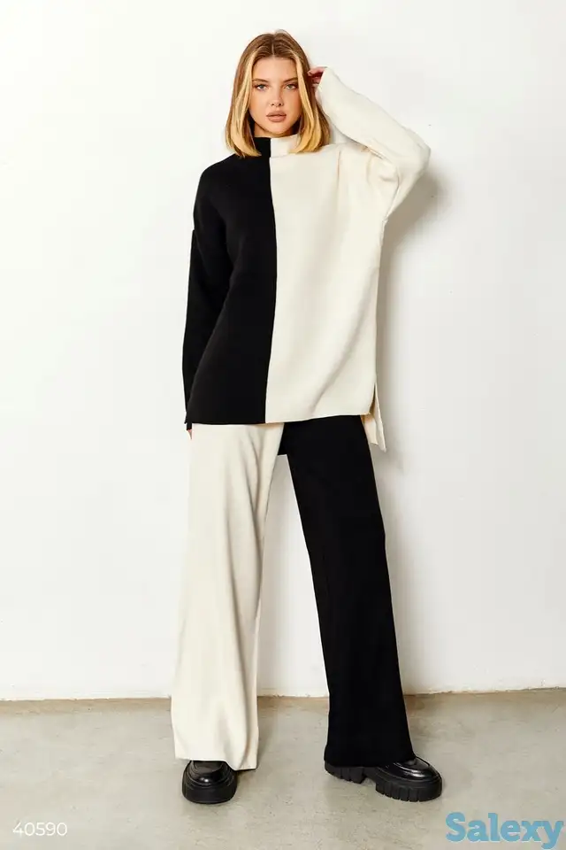 Черно-белый oversize костюм с широкими брюками, фотография 1
