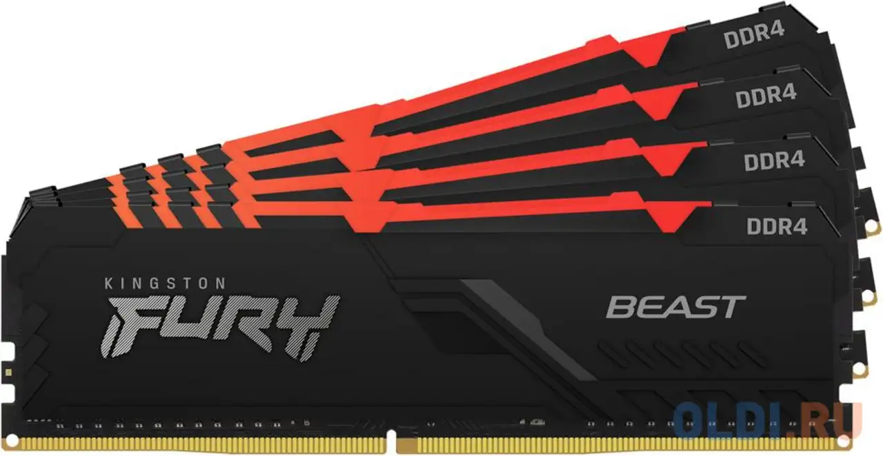 Kingston 32gb 3200mhz ddr4 cl16 dimm (kit of 4) fury beast, фотография 1