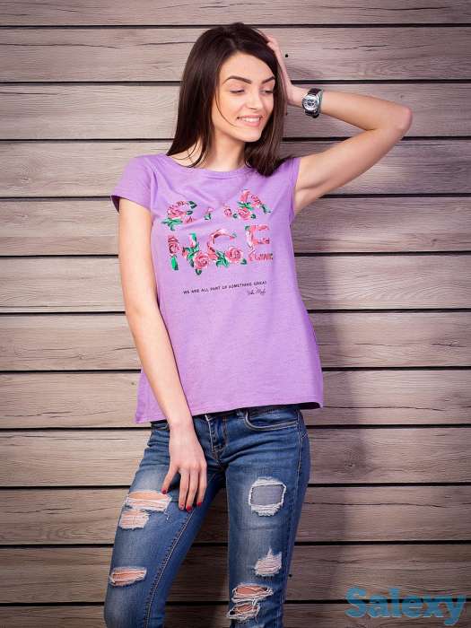 Футболки лилового цвета с принтом. Печать на футболках любого принта., фотография 1