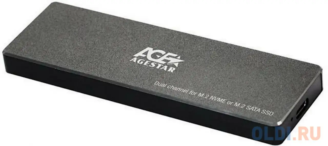 Внешний корпус ssd agestar 31ubvs6c nvme/sata алюминий черный m2 2280 м, фотография 1