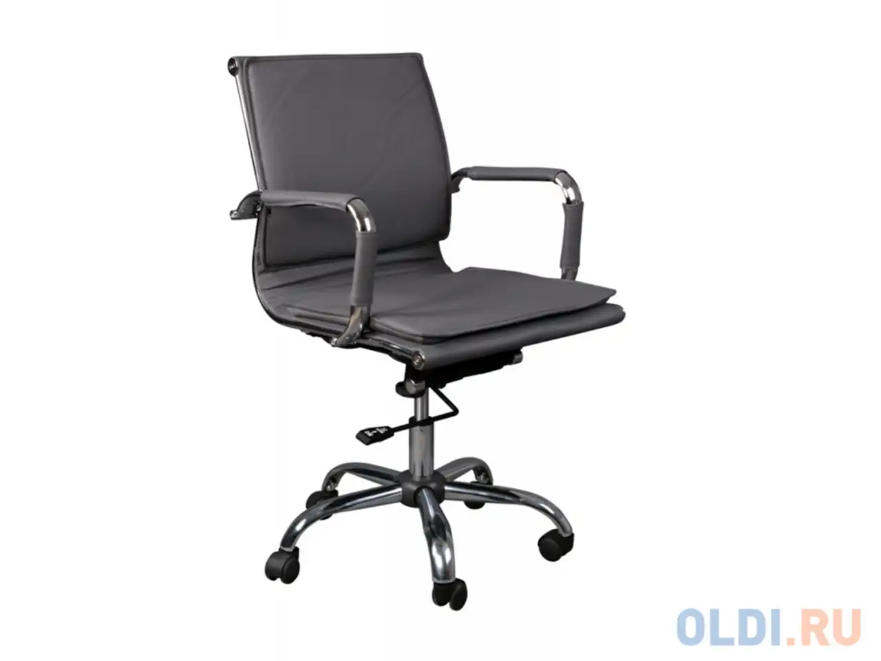 Кресло buro ch-993-low/grey искусственная кожа крестовина хром серый, фотография 1