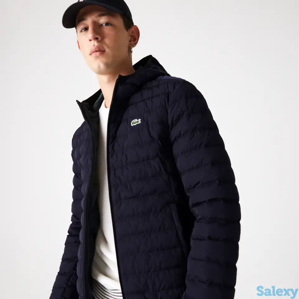 Легкий мужской водостойкий пуховик lacoste со складным капюшоном, фотография 1
