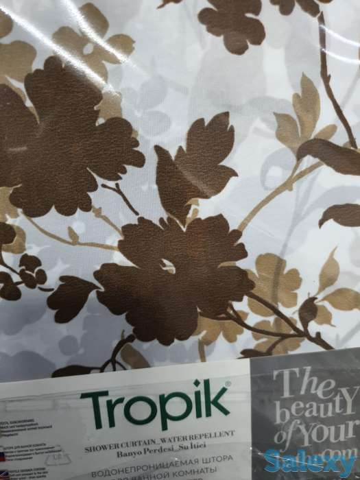 Шторка для ванны, турецкая, с природой и листьями, фотография 3