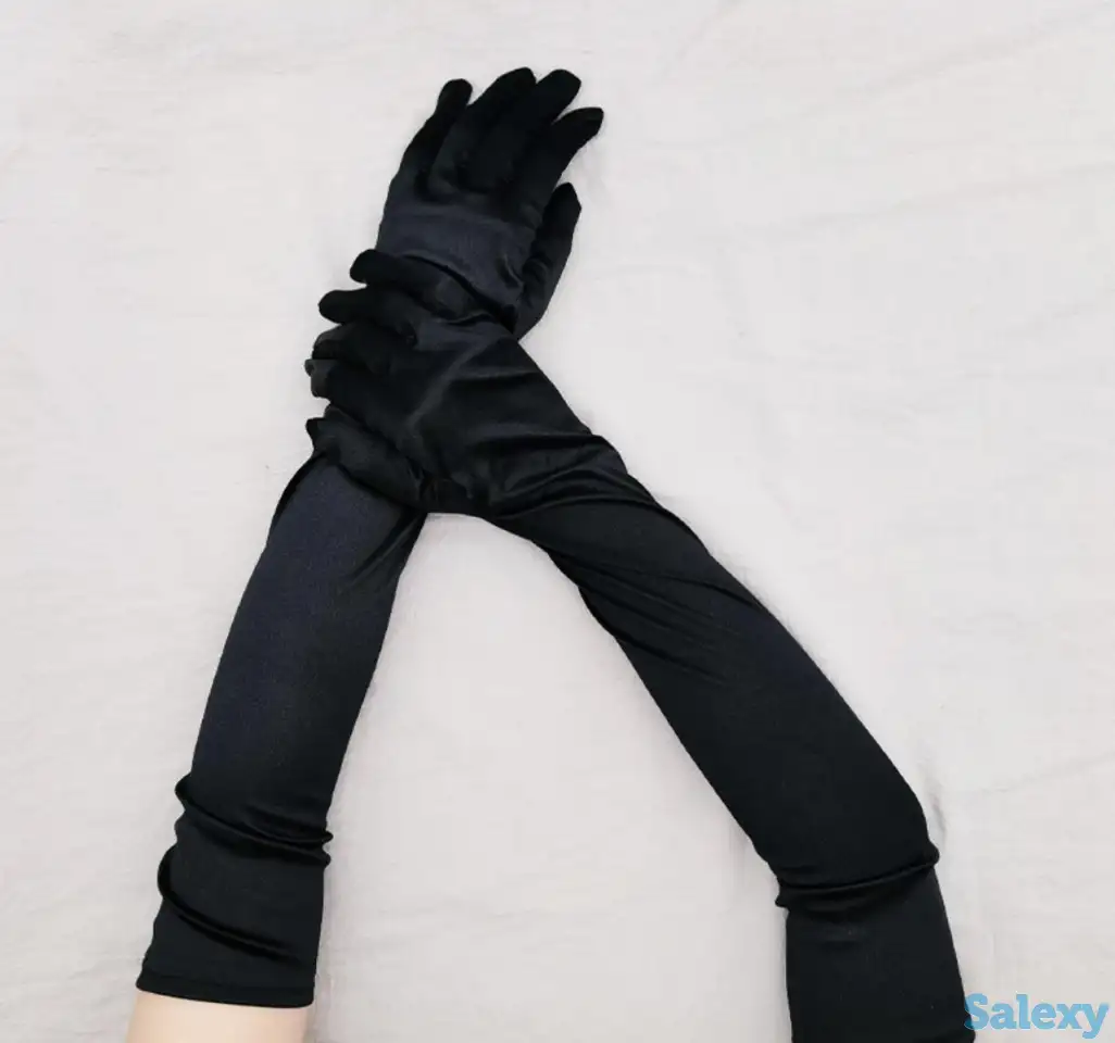 Перчатки атласные длинные в Алматы. В наличии. Доставка, фотография 1