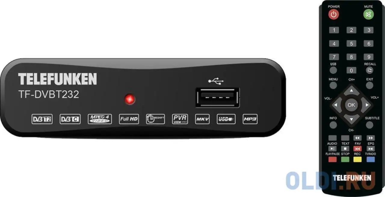 Ресивер dvb-t2 telefunken tf-dvbt232 черный, фотография 1