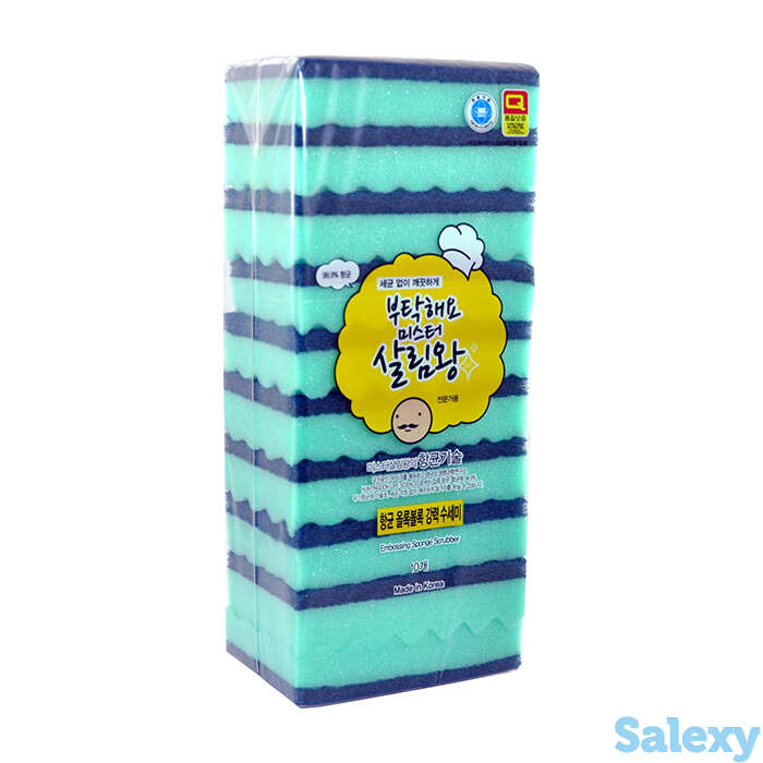 Губка для мытья посуды insan embossing sponge scrubber (10 шт.), фотография 1