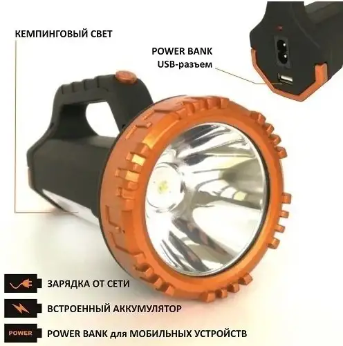 Фонарь ручной светодиодный с кемпинговой лампой 50, фотография 2