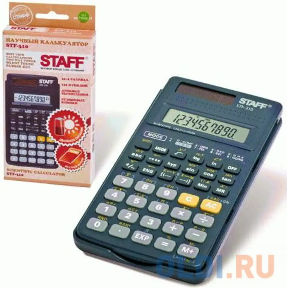 Калькулятор инженерный staff stf-310 10+2-разрядный черный, фотография 1
