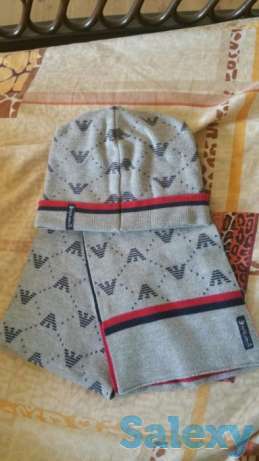 Шапка+шарф 'Armani' на 5-6лет, фотография 1