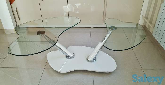 Продам журнальный столик стеклянный - оригинальный трасформер 2-х секционный, стиль модерн., фотография 3
