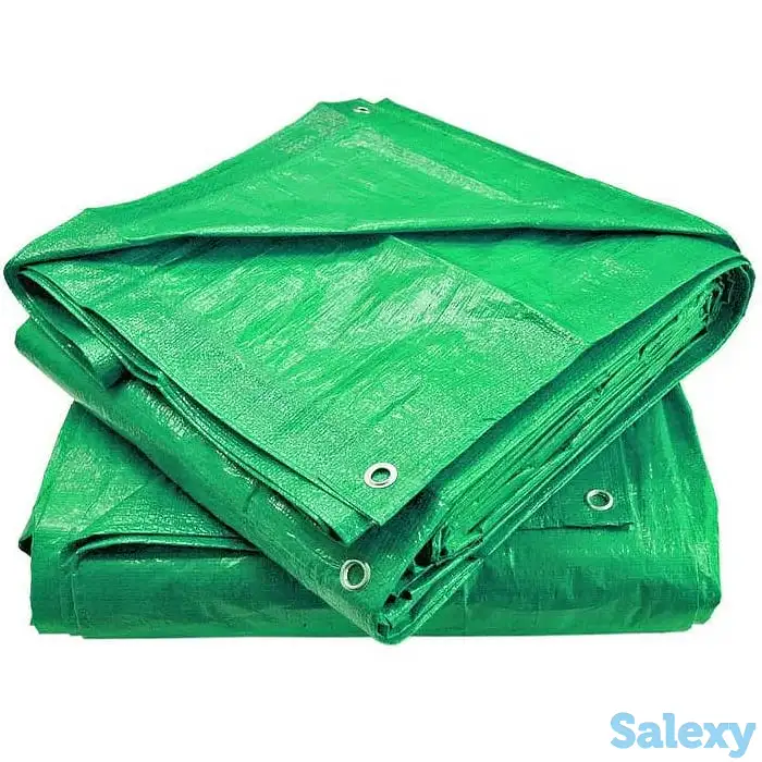 Тент готовый Тарпаулин (полипропилен) 120г зеленый/серебро 8х10м, фотография 1